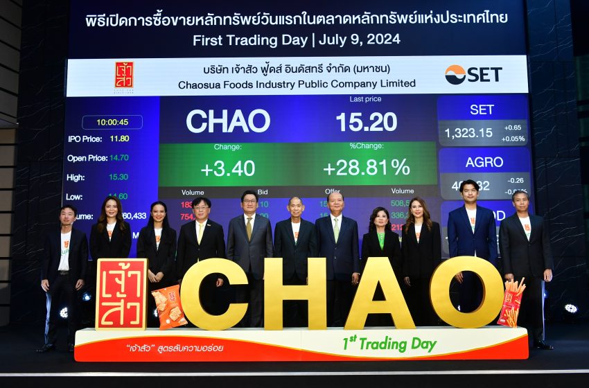  “CHAO” เข้าเทรดวันแรกในตลาดหลักทรัพย์แห่งประเทศไทย ชูศักยภาพผู้นำตลาดขนมขบเคี้ยวไทยรูปแบบใหม่ (Modern Thai Snack) ปักธงพาแบรนด์ไทยเติบโตสู่ตลาดระดับ Global